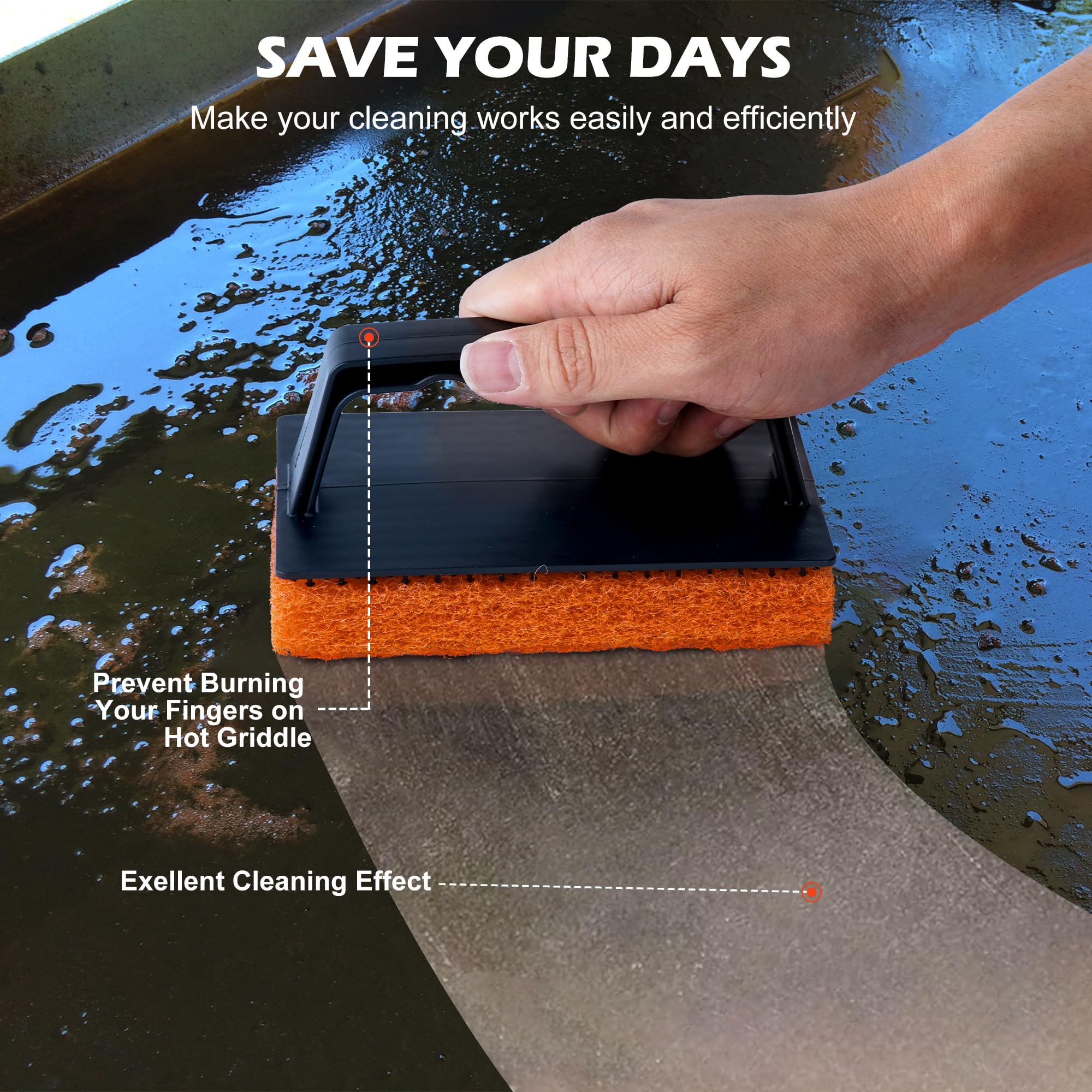 Blackstone Griddle Cleaning Kit - 16-Piece Grill Tools for Hot/Cold Surfaces | Perfect for Outdoor Cooking & BBQ Maintenance