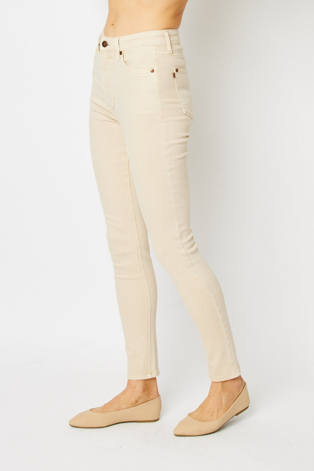 Judy Blue High Waisted Tummy Control Skinny Jeans for Women - Distressed Denim Pants with Stretch, Comfort Fit (Garment Dyed) - Perfect for Casual Wear, Date Night & Office Outfits