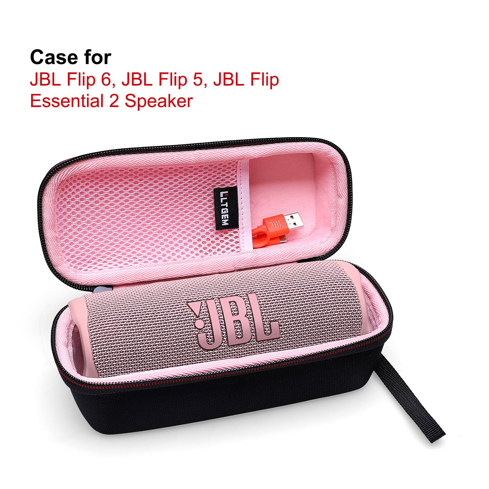 LTGEM Protective Case for JBL Flip 6 & Flip 5 Speakers - Shockproof Water-Resistant Travel Cover - Portable Carrying Pouch for Outdoor, Beach, Pool Parties & Camping (Pink)