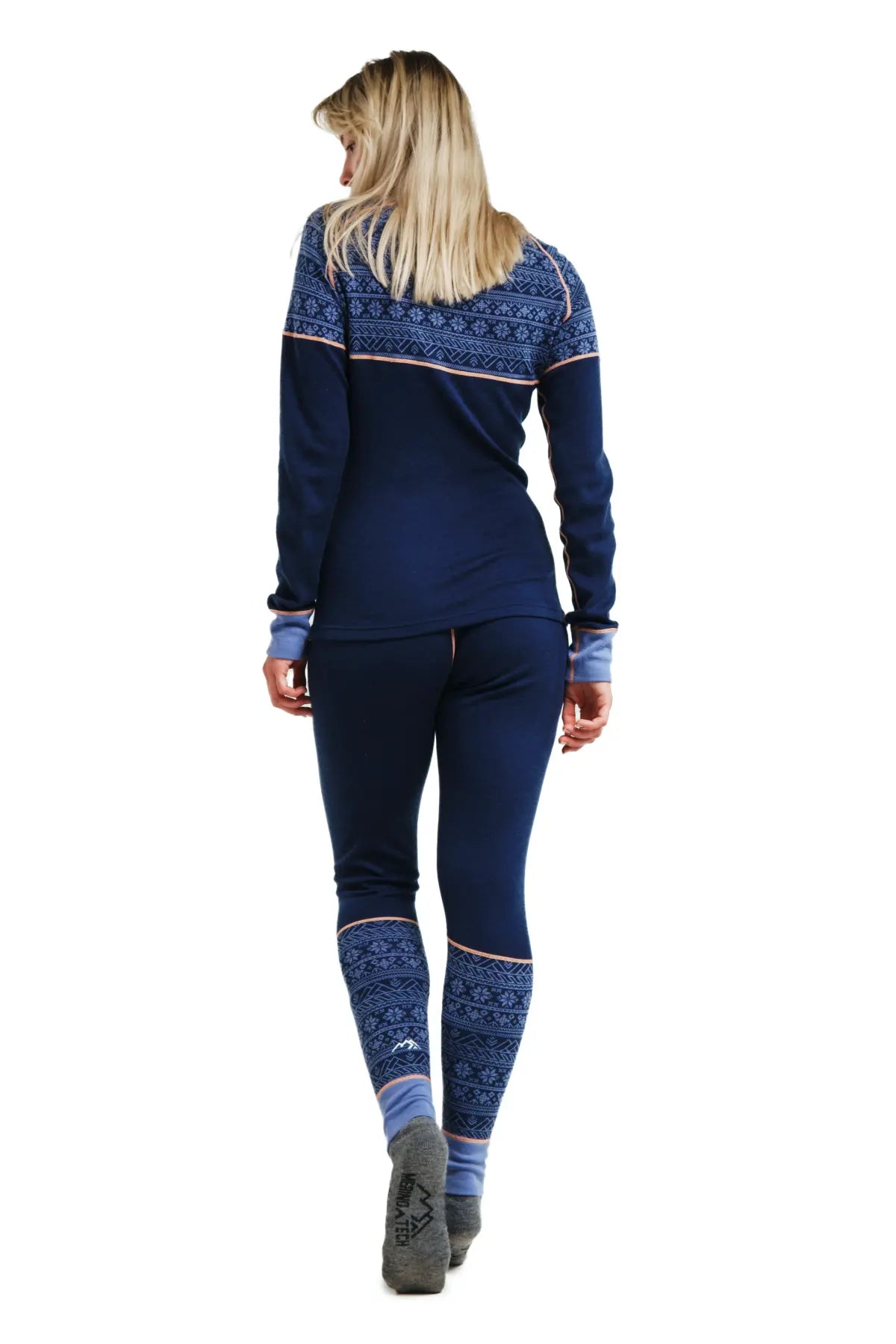 Women's Merino Wool Thermal Underwear Set - 250g Nordic Tale Berry Print - Warm Base Layer for Skiing, Hiking & Winter Outdoor Activities