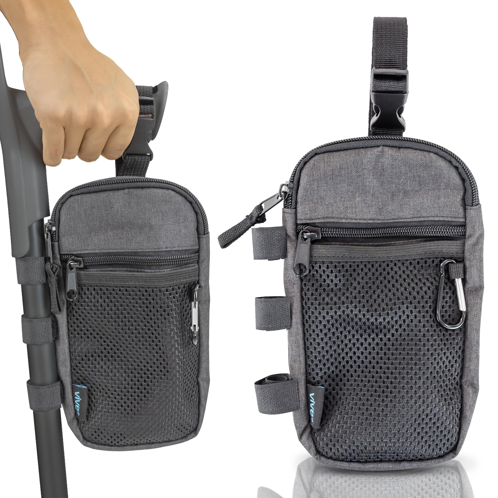 **Vive Forearm Crutch Bag - Lightweight & Waterproof Storage Pouch for Crutches with Mesh Pocket - Universal Crutch Accessories Organizer for Daily Essentials - Perfect for Travel, Hiking & Mobility Support**