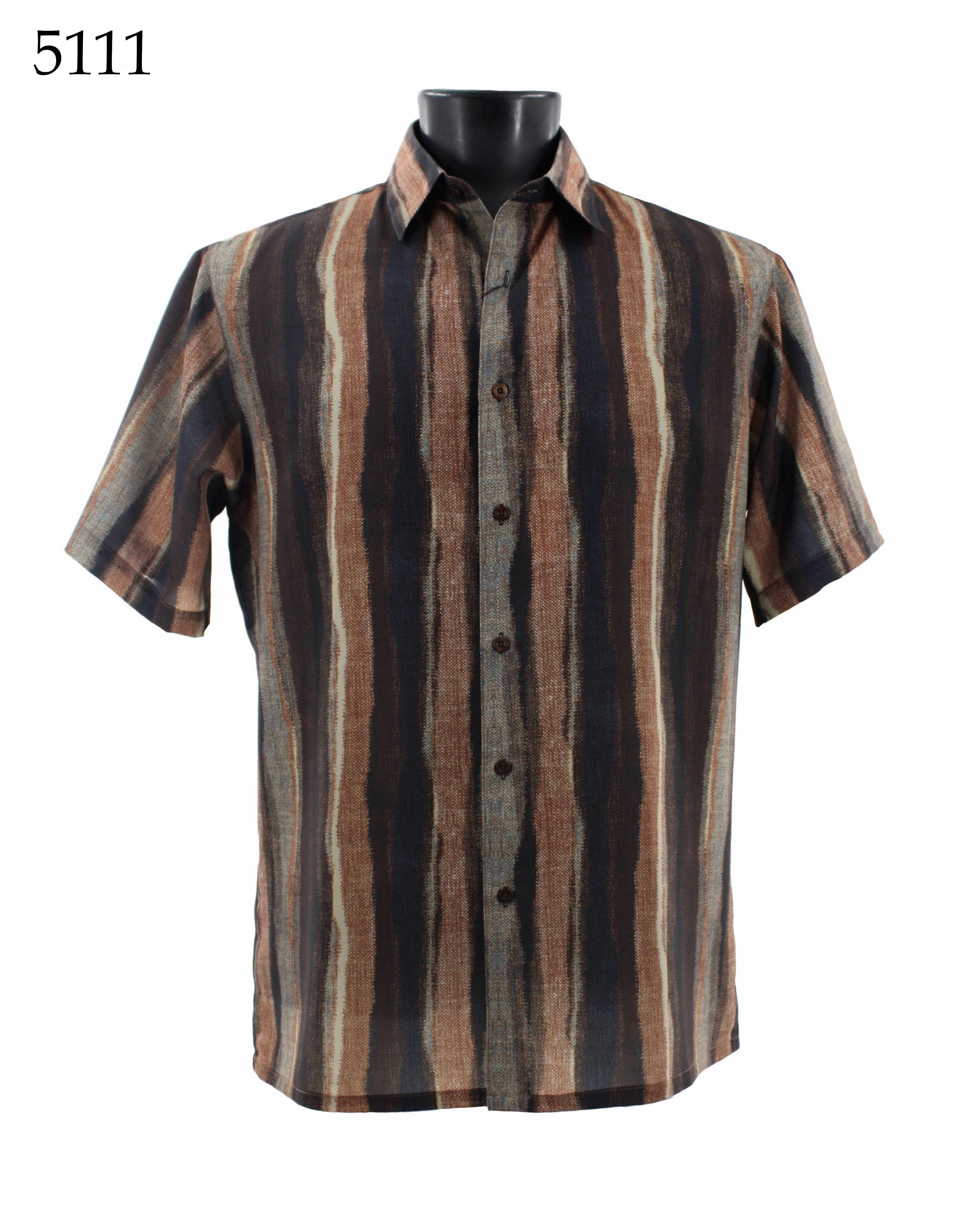 Bassiri Men's Casual Short Sleeve Shirt 5111 - Comfortable Cotton Button Down Shirt for Summer, Office, and Outdoor Activities