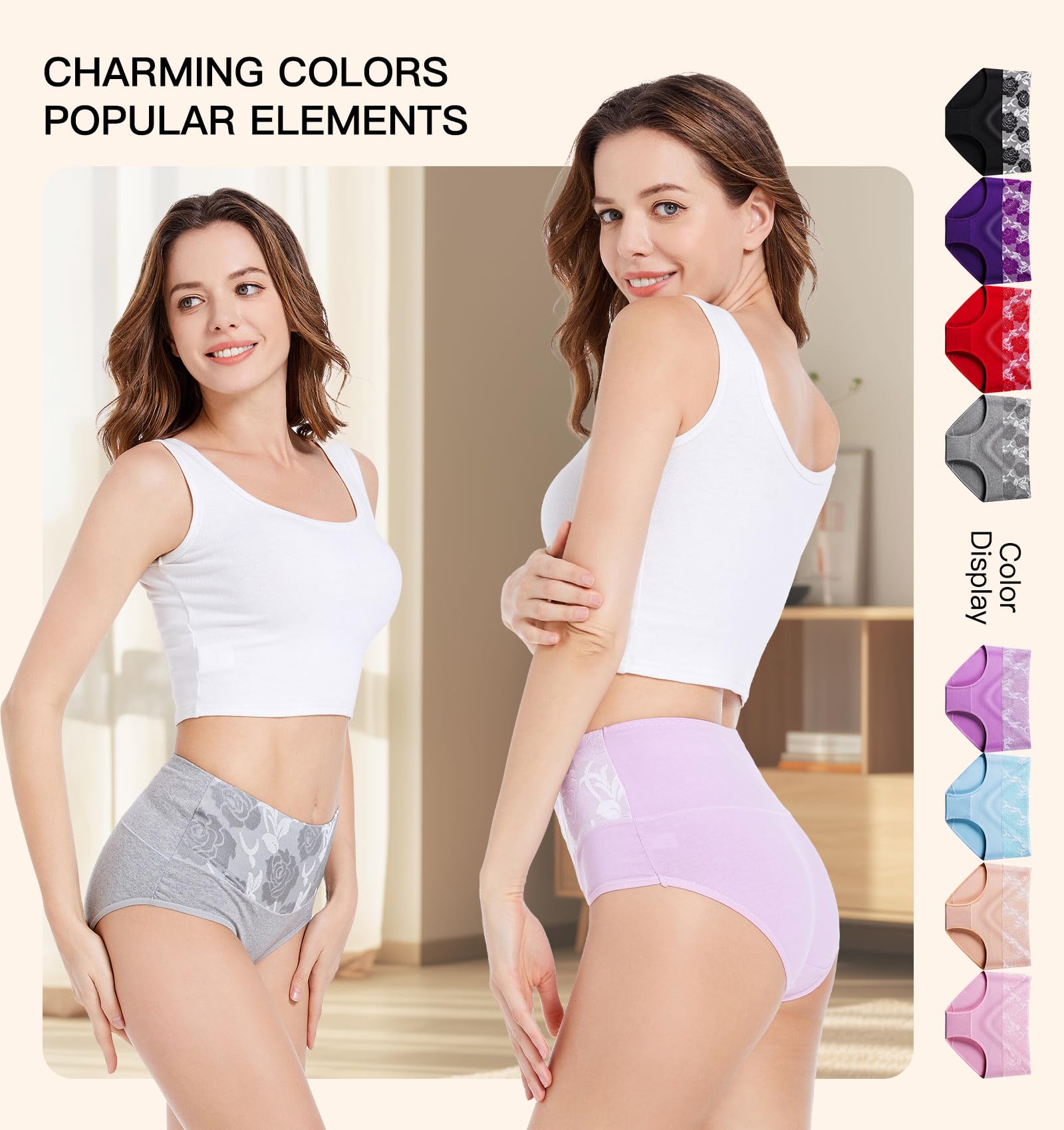 Youlehe Women's Cotton Underwear Briefs - High Waist Full Coverage Soft Breathable Panties for Everyday Comfort | Perfect for Workout, Sleep & Daily Wear