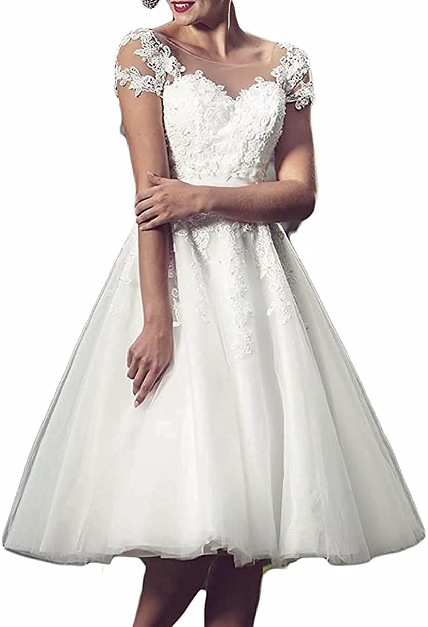 Elegant A-Line Lace Wedding Dress for Women - Romantic Applique Bridal Gown for Church, Beach & Outdoor Ceremonies