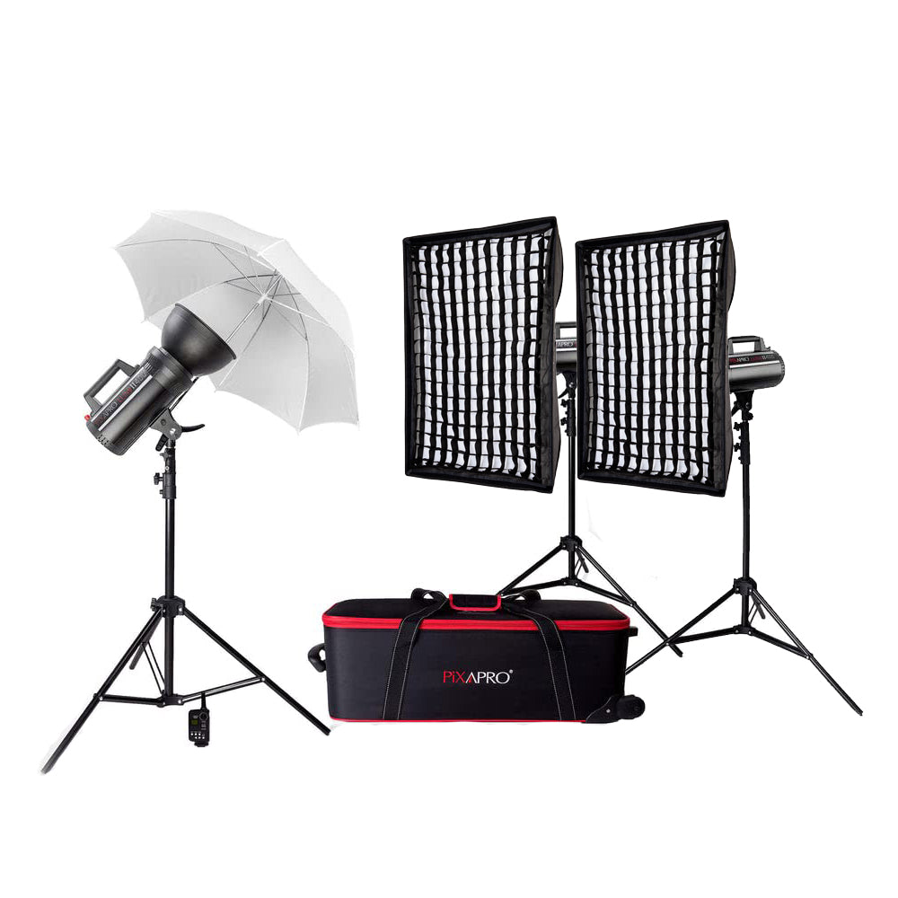 LUMI400II 1200Ws Professional Studio Flash Light Kit - 3 Light Photography Set for Portrait, Product & Fashion Shooting