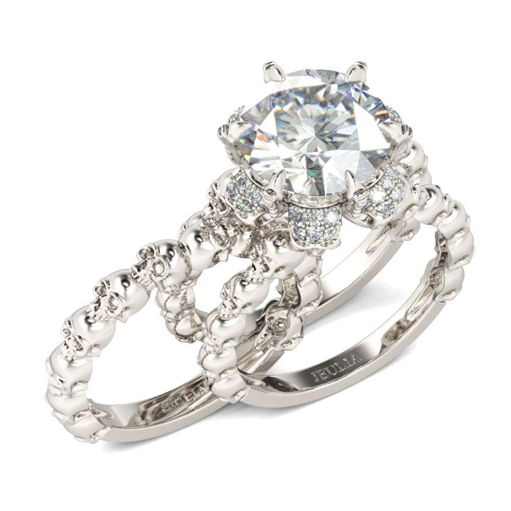 Jeulia 8.4 Carat Sterling Silver Wedding Ring Set - Round Cut Cubic Zirconia Engagement Rings for Women, Interchangeable Solitaire Promise Bridal Rings for Anniversary, Proposal & Special Occasions - Includes Jewelry Gift Box