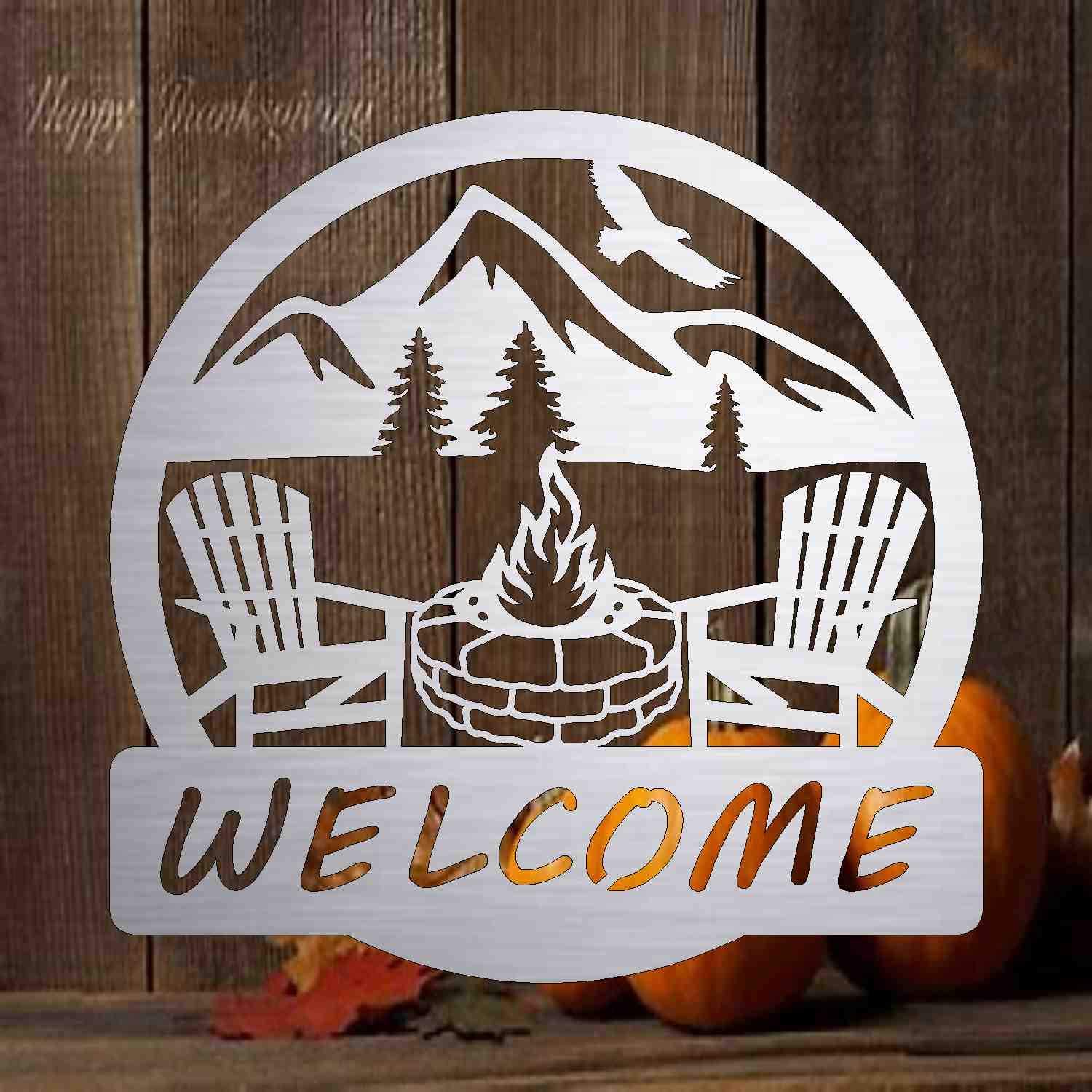 Personalized Metal Monogram Sign - Custom Stone Firepit Camping Decor - Unique Home & Patio Gift - Rustic Outdoor Art for Door, Yard & Cabin - Perfect for Camping, Backyard Parties & Cozy Evenings