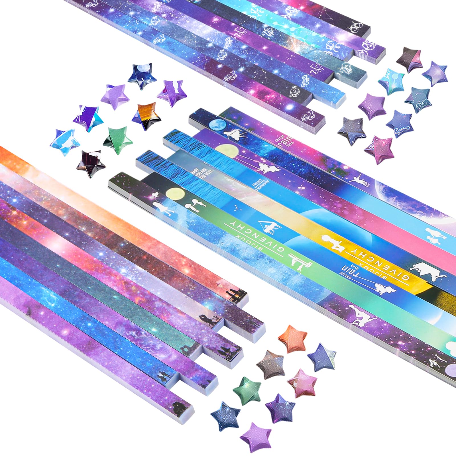 DOITEM 1300 Sheets Origami Star Paper Strips - 24 Beautiful Outer Space Sky Designs for DIY Paper Crafts, Kids Art Projects, Classroom Activities & Home Decor | Perfect for Gift Wrapping, Party Favors & Relaxation Therapy