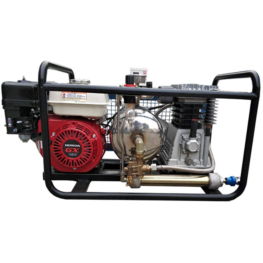 Gasoline-Powered 5HP Air Compressor 250L/Min 3.5Kw 115psi with 50ft Hose & Dual Regulators - Ideal for Hookah Diving, Industrial Use, and Surface Air Supply Operations