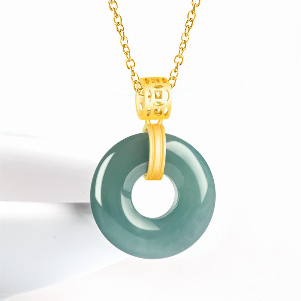 Natural Green Jade Necklaces for Women - Lucky Donut Jade Pendant Necklace, Spiritual Amulet Jewelry Gift for Birthday, Anniversary & Healing Energy