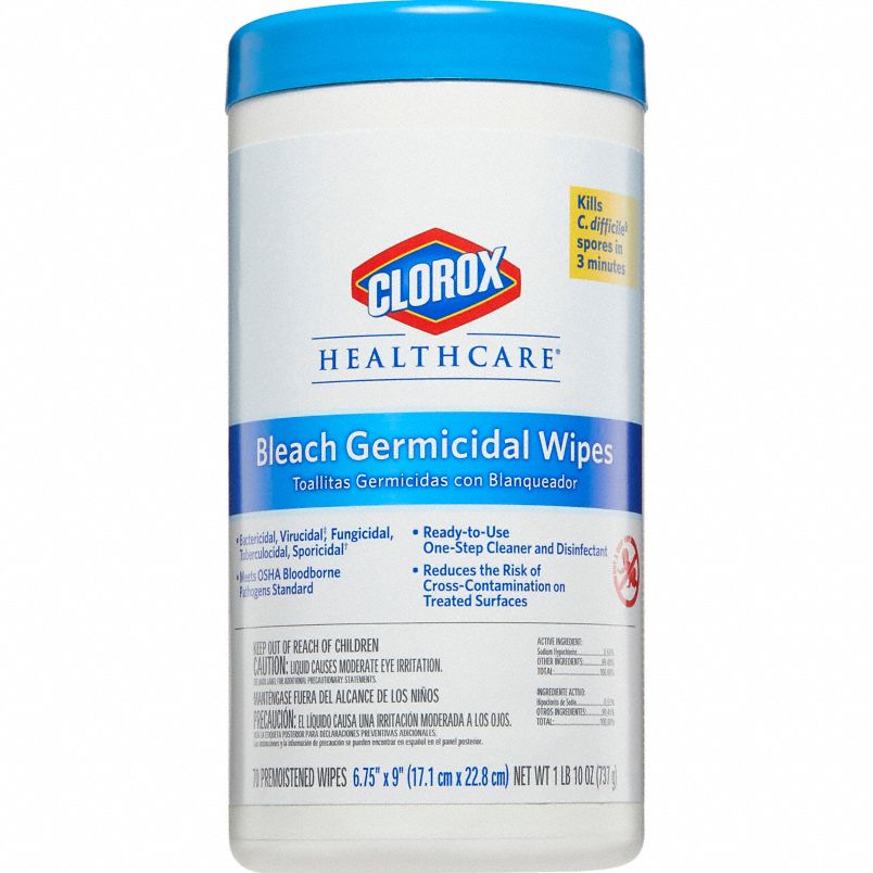 Clorox Healthcare Germicidal Bleach Wipes - 70 Count (Pack of 6) | Disinfecting Wipes for Hospitals, Clinics & Home Use | Kills 99.9% of Germs & Viruses