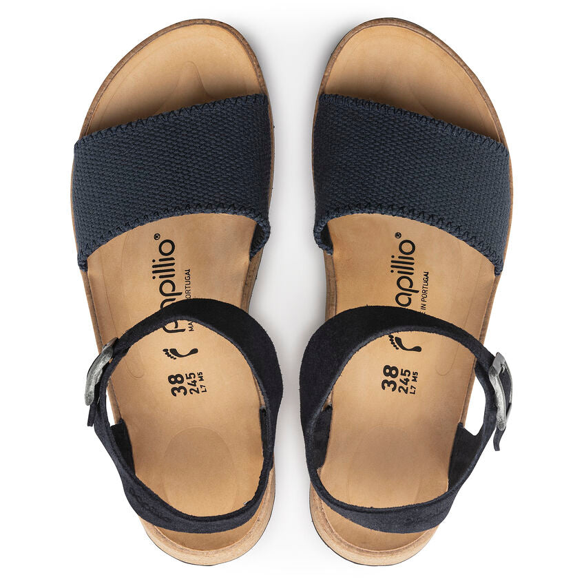 Birkenstock Women's Glenda Sandals - Suede Leather Textile Upper in Midnight Blue | Comfortable Slip-On Shoes for Casual Wear & Outdoor Activities