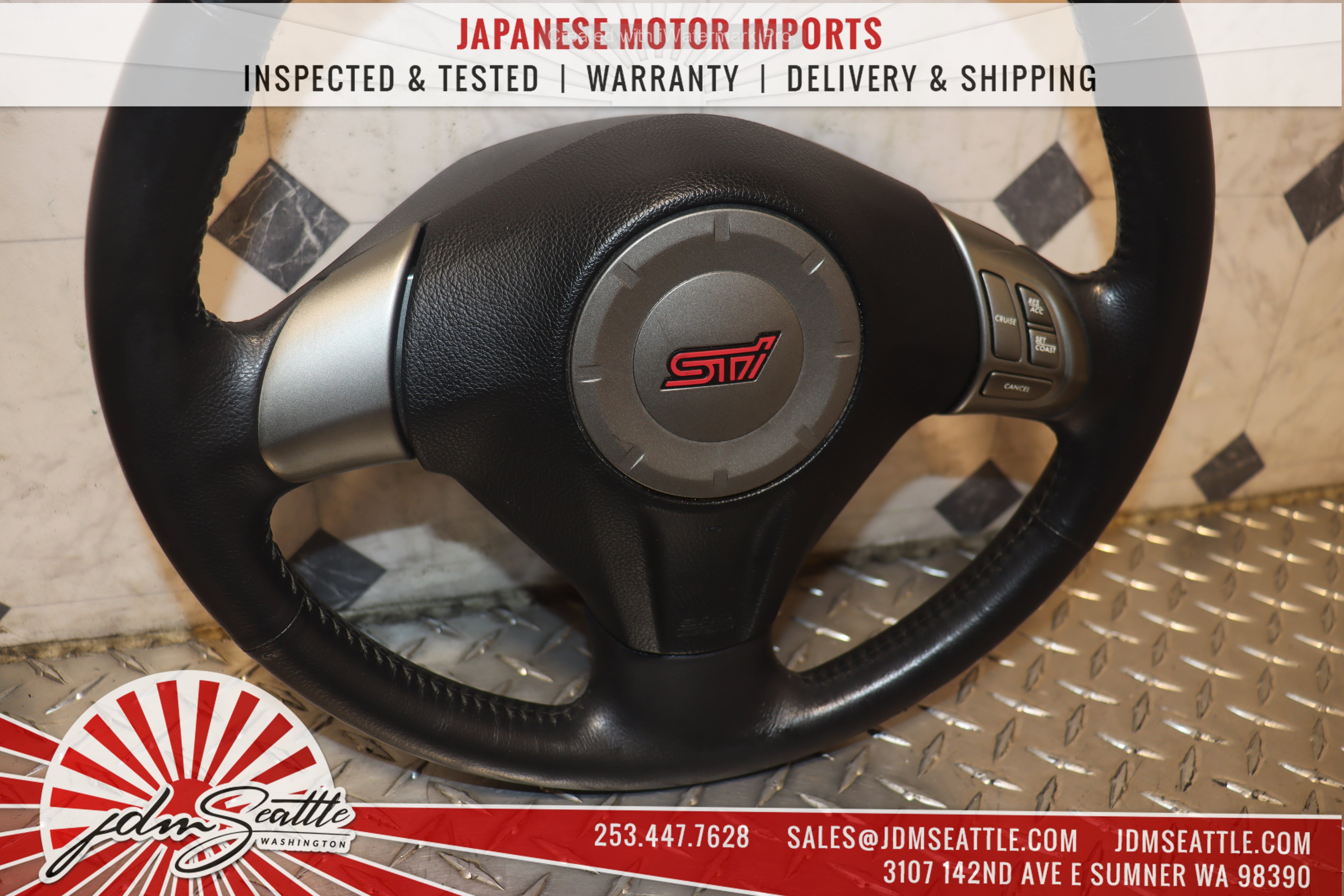 2008-2014 Subaru Impreza WRX STI GRB GVF OEM Steering Wheel - JDM Replacement for Enhanced Driving Experience - Perfect for Racing & Daily Commute