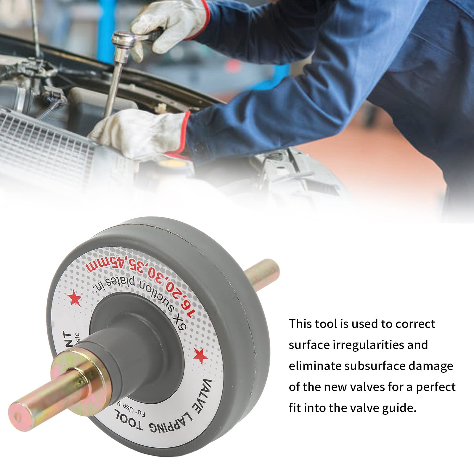 Professional Engine Valve Lapper Kit - Universal Valve Lapping Tool Attachment with 5 Suction Plates (1000-1250 RPM) for Grinding & Polishing - Perfect for Automotive Repair, Engine Rebuilding & Valve Train Maintenance