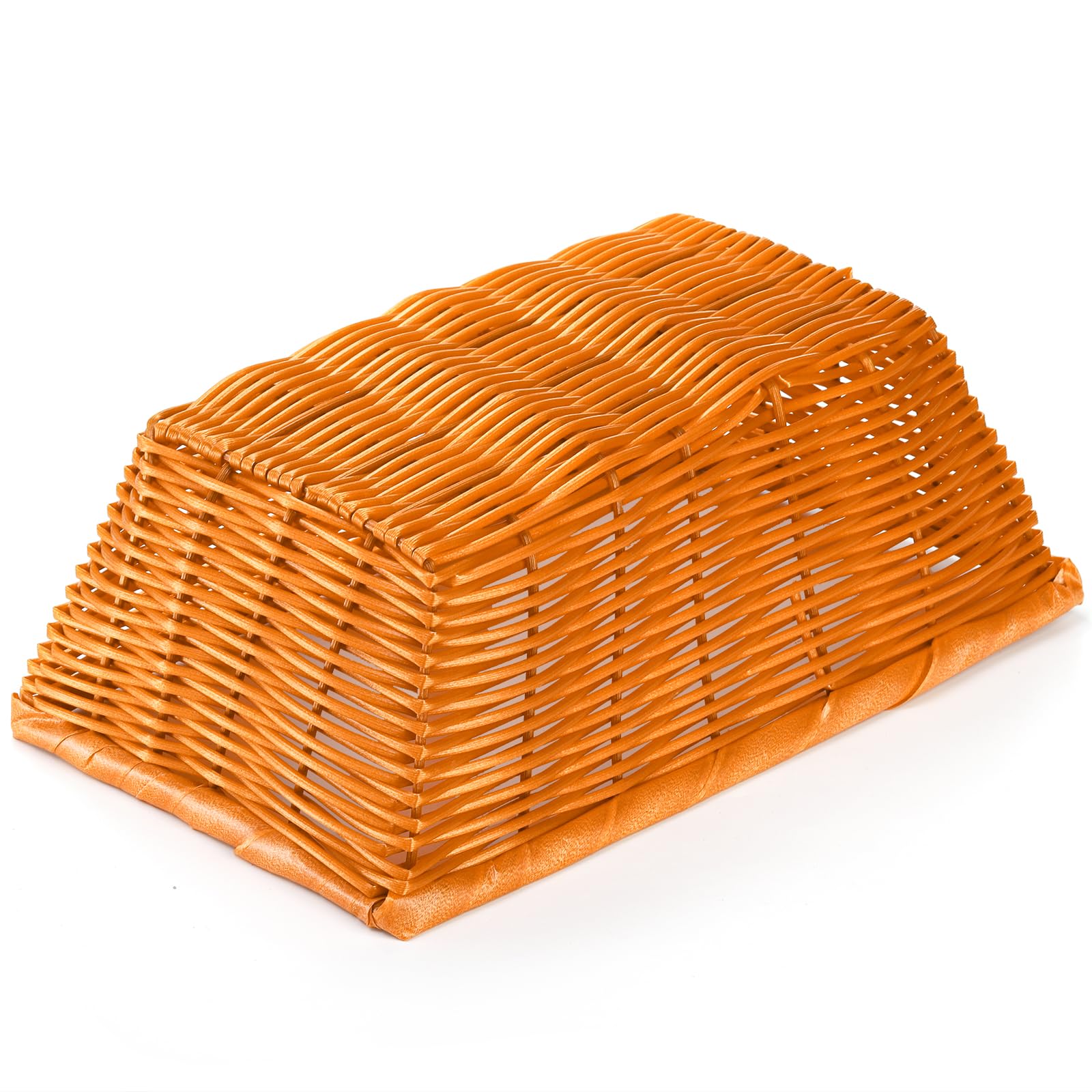 Coloch 6-Pack 12-Inch Plastic Woven Bread Baskets - Stackable Rectangle Serving Baskets for Fruits, Bread, Vegetables & Towels - Durable Imitation Rattan Design for Home, Restaurant & Outdoor Use - Perfect for Picnics, Dining Tables & Kitchen Storage