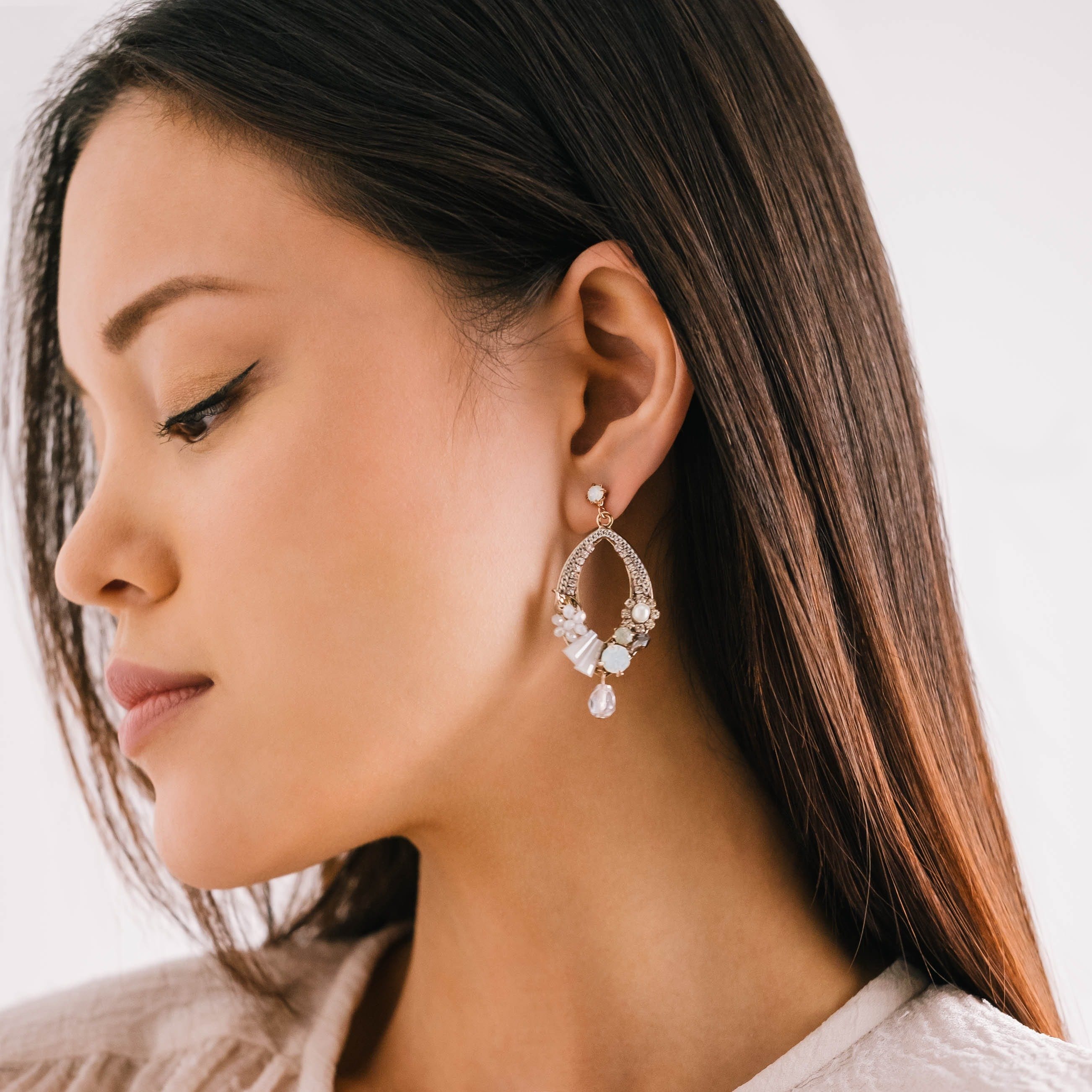 Flora Deco Drop Earrings - Elegant Floral Dangle Earrings for Women | Perfect for Weddings, Parties & Special Occasions