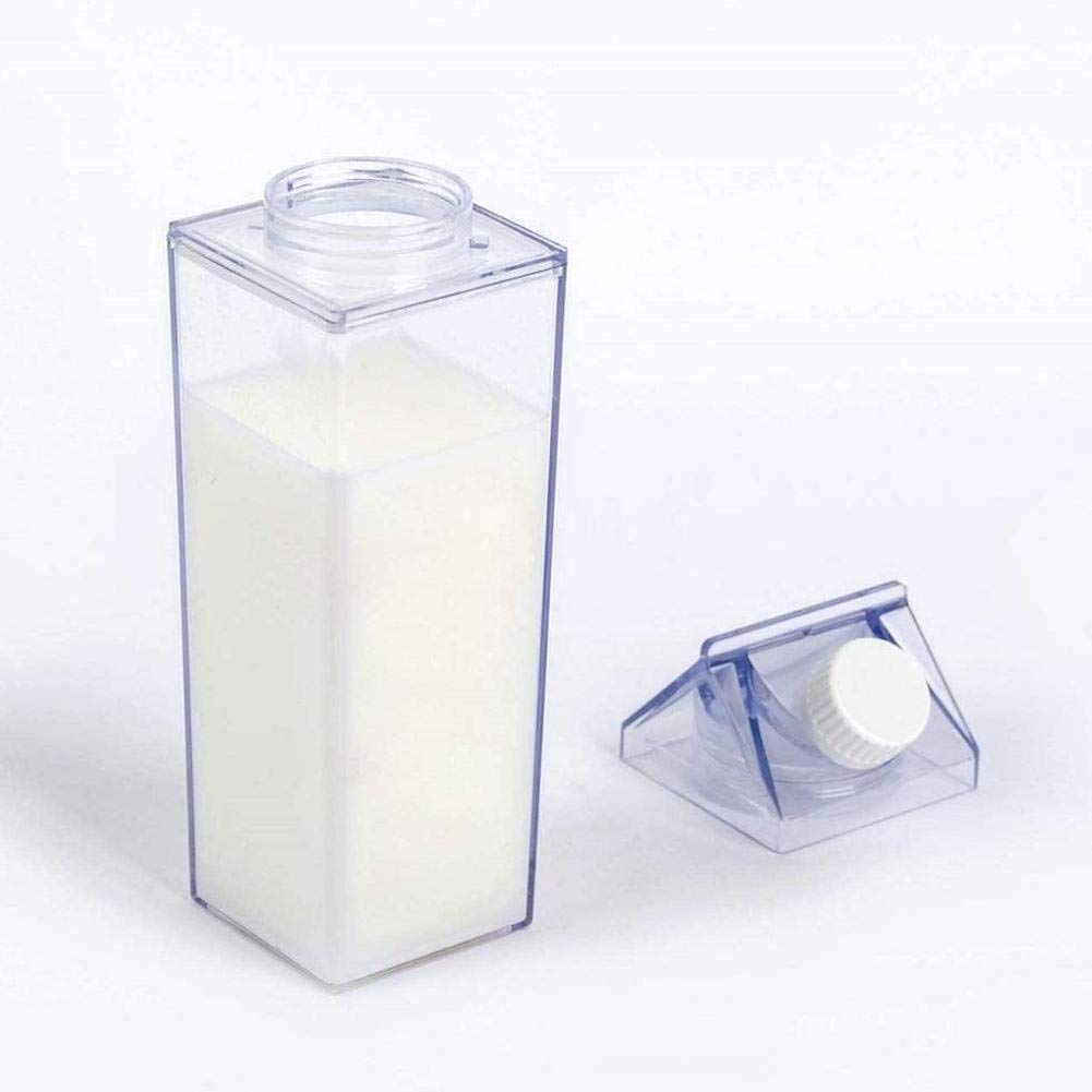 500ml/1000ml Clear Square Milk Carton Water Bottle - Portable BPA-Free Beverage Container for Outdoor, Sports, Travel & Camping - Ideal for Hiking, Gym, Picnics and Daily Hydration
