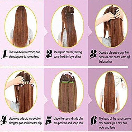 Samyak 5-Piece Clip-In Straight Hair Extensions for Women - Natural Look, Easy to Use for Daily Styling, Parties & Special Occasions