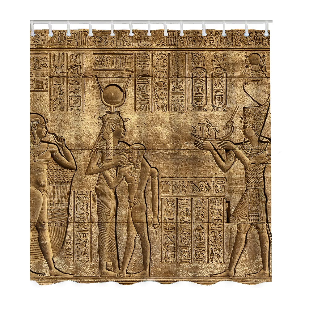 Ancient Egyptian Shower Curtain - Waterproof Temple Design for Bathroom Decor