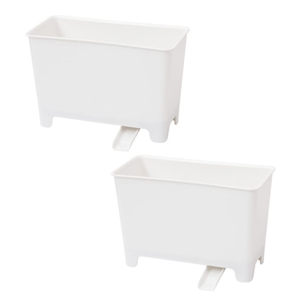 Angoily 2-Pack White Plastic Compost Bin with Detachable Drain - Small Kitchen & Car Trash Can for Food Waste, Recycling & Household Use | Perfect for Countertop, Sink & Vehicle Organization