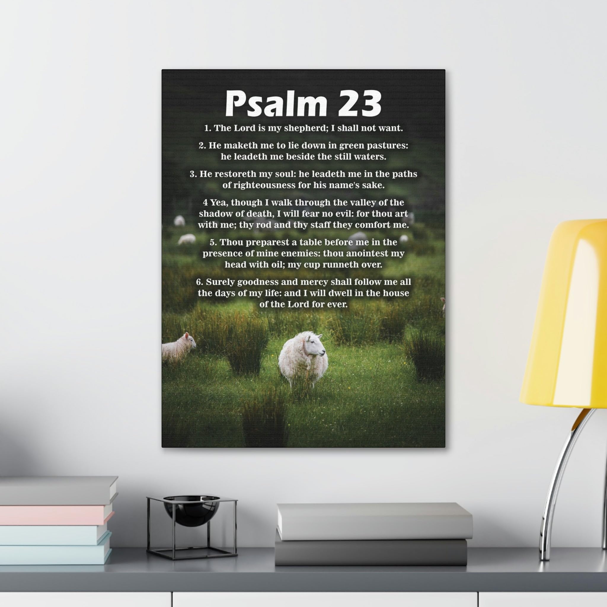 Psalm 23 Bible Verse Canvas Wall Art - Christian Scripture Home Decor - Perfect for Church, Bedroom & Living Room Inspiration