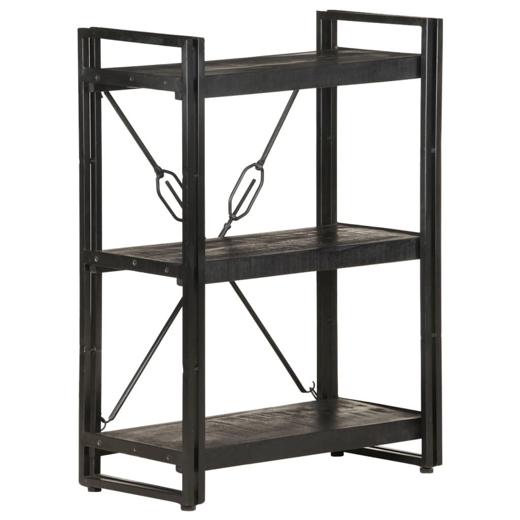 3-Tier Bookcase & Bookshelf - Solid Mango Wood Display Storage Shelf for Bedroom, Living Room & Office - 23.6