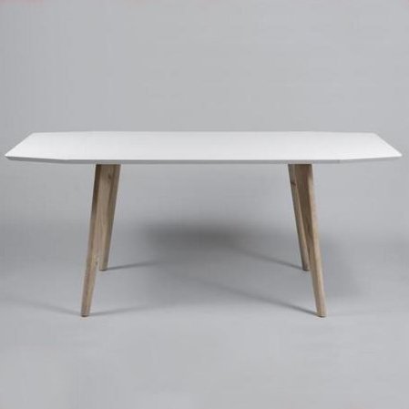 2xhome - White Extendable Modern 100% Solid Oak Legs Hardwood Top Dining Table for Small Space & Family Gatherings | Kitchen & Dining Room Furniture