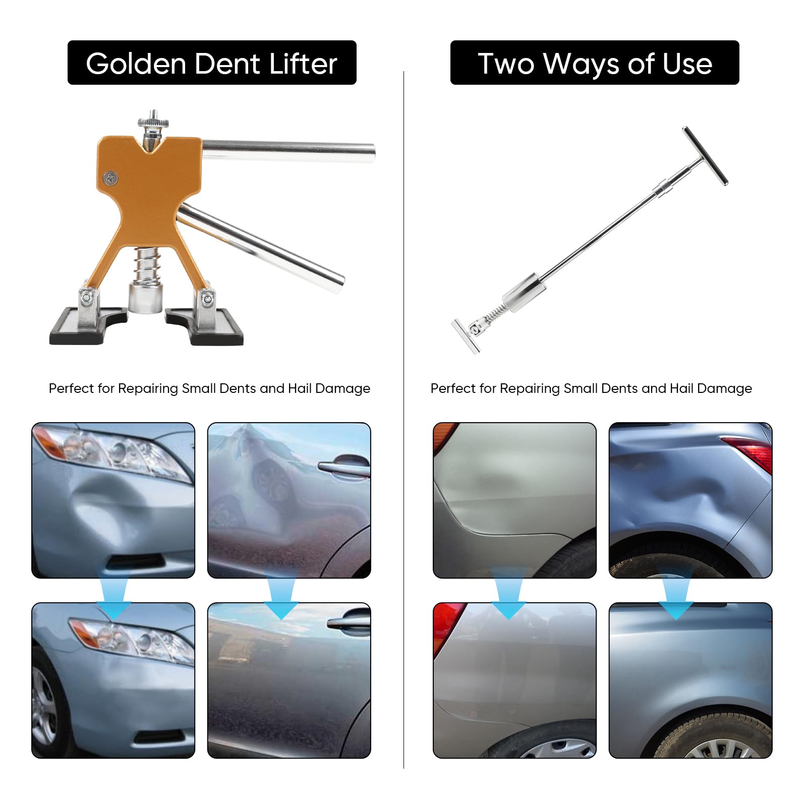 Car Dent Puller Kit - Professional Dent Repair Tool with Slide Hammer, T-Bar & Golden Lifter | Metal Repair Pen for Cars, Motorcycles, Refrigerators & Door Dings | Perfect for DIY Auto Body Repair & Dent Removal at Home