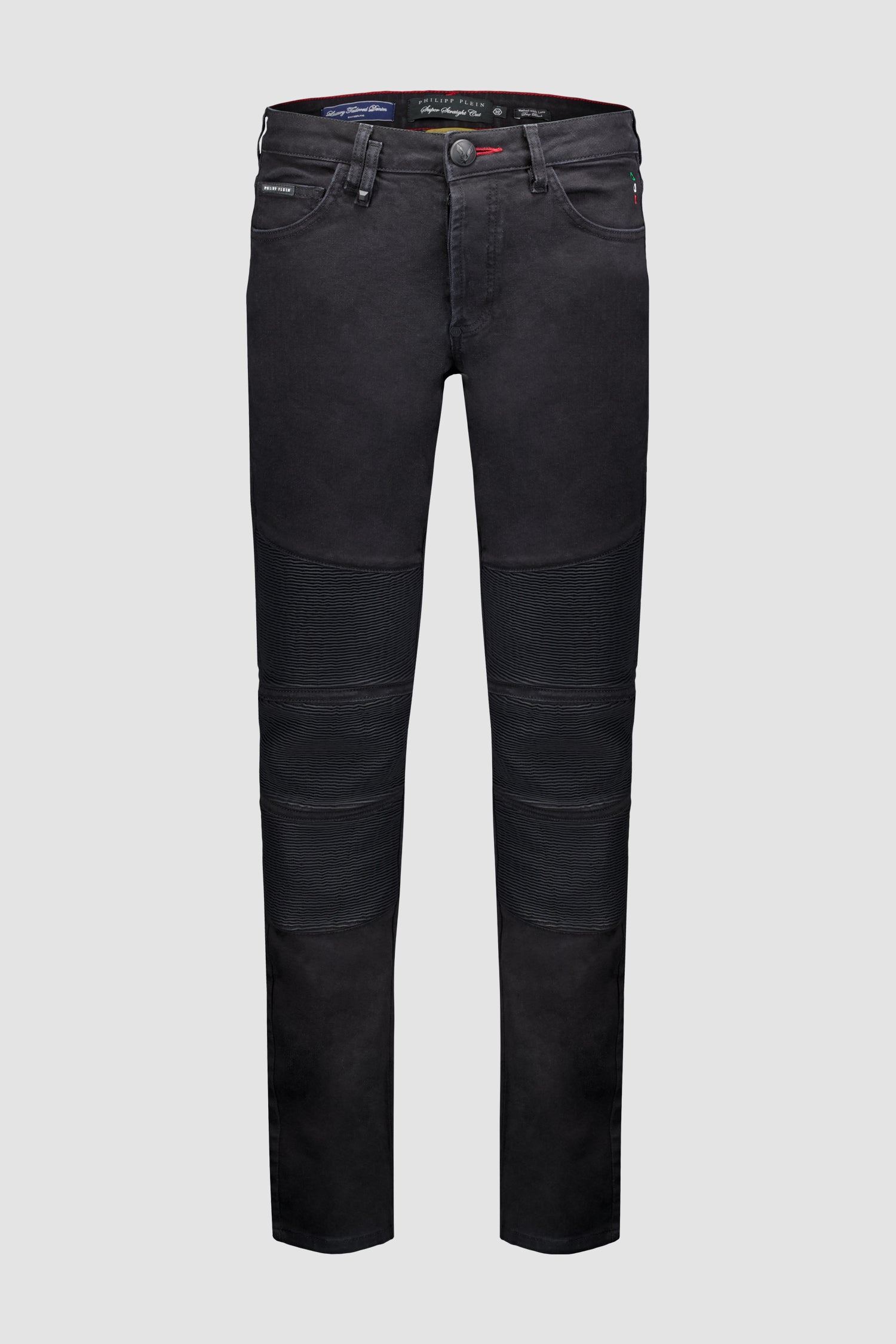Philipp Plein Black Denim Super Straight Cut Trousers for Men - Slim Fit Stretch Jeans | Casual Wear & Night Out Style