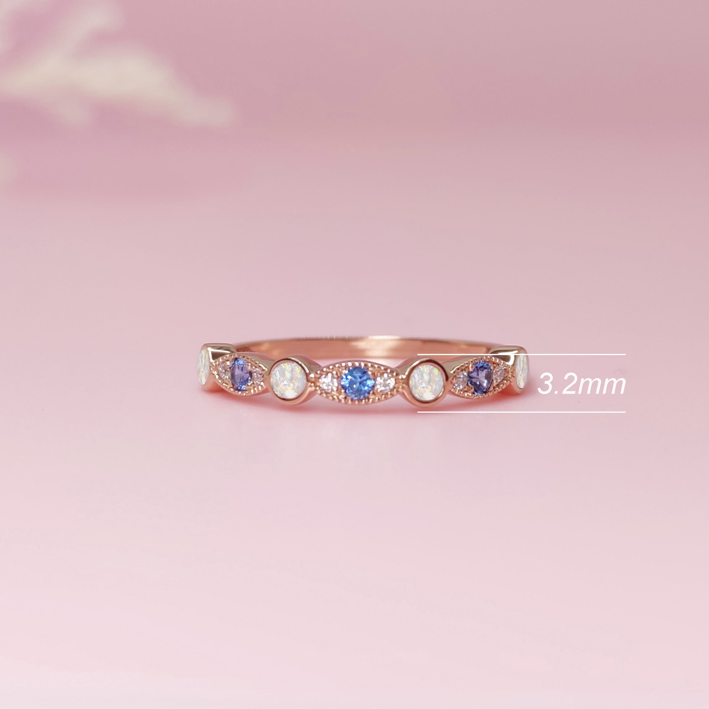 NurtureGlow Solid Gold Birthstone Stackable Ring for Ashes - Perfect Memorial Jewelry for Loved Ones | Elegant Stackable Rings for Everyday Wear or Special Occasions