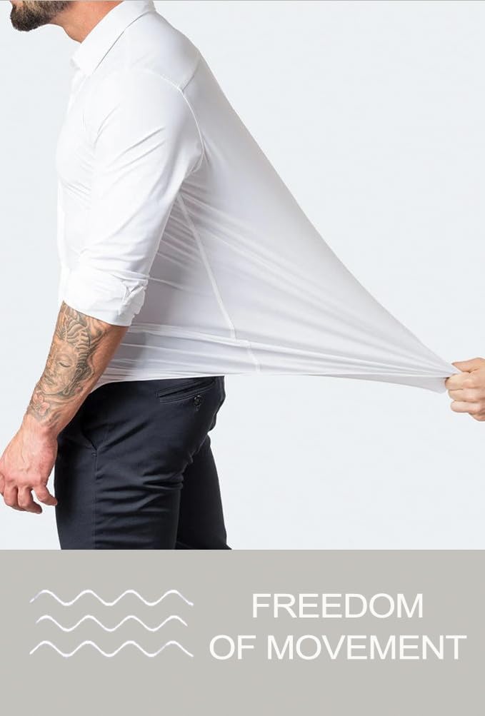 BEILU Men's Slim Fit Stretch Dress Shirts - Formal Long Sleeve Button Down Shirt for Business, Office & Special Occasions | Comfortable & Stylish Work Attire