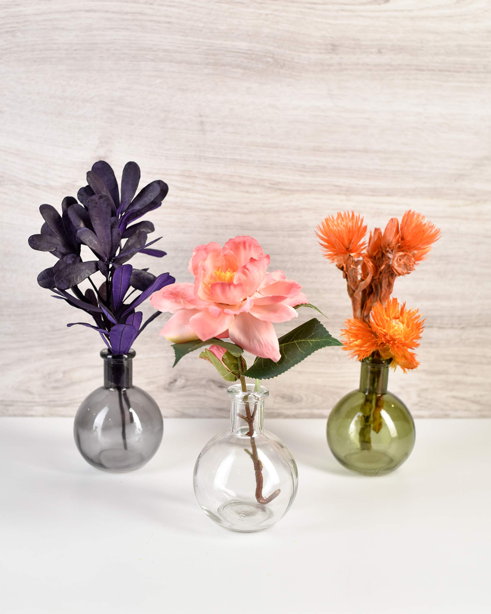 Set of 36 Green Glass Ball Bud Vases - 4 Inch Tall Transparent Floral Centerpieces for Wedding Decor, Party Arrangements & Home Decoration | Perfect for Table Settings, Event Centerpieces and DIY Floral Displays