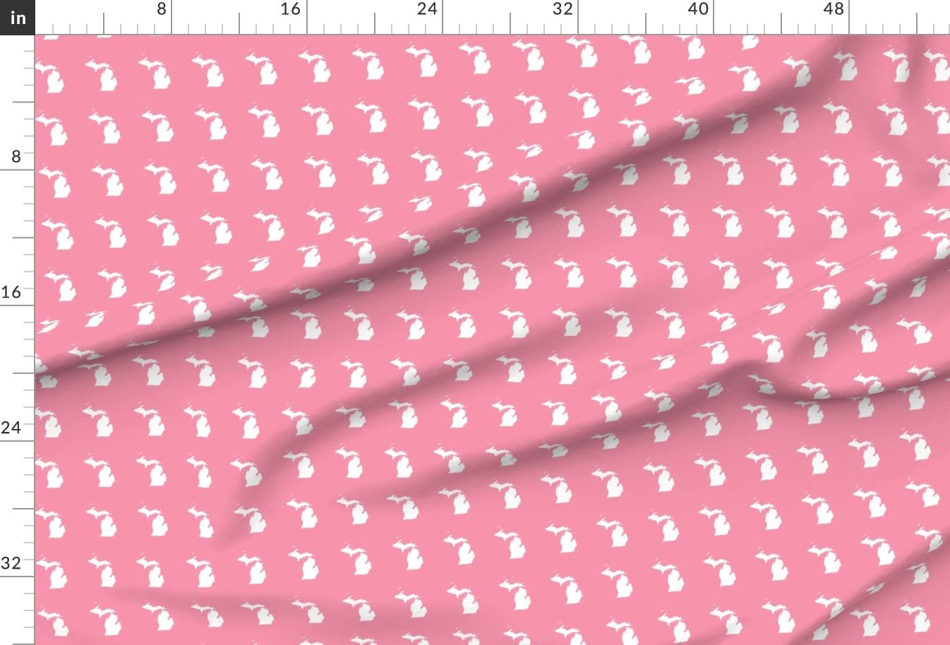 Premium Spoonflower Fabric - Mini Silhouette White & Pink Michigan Print on Soft Minky Fabric by The Yard - Perfect for Sewing Baby Blankets, Quilt Backing & Plush Toys | DIY Nursery Decor & Handmade Gifts