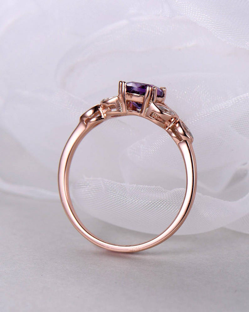 Natural Moss Agate Rose Gold Engagement Ring for Women - Elegant Wedding & Bridal Jewelry - Perfect for Proposals, Anniversaries & Romantic Occasions