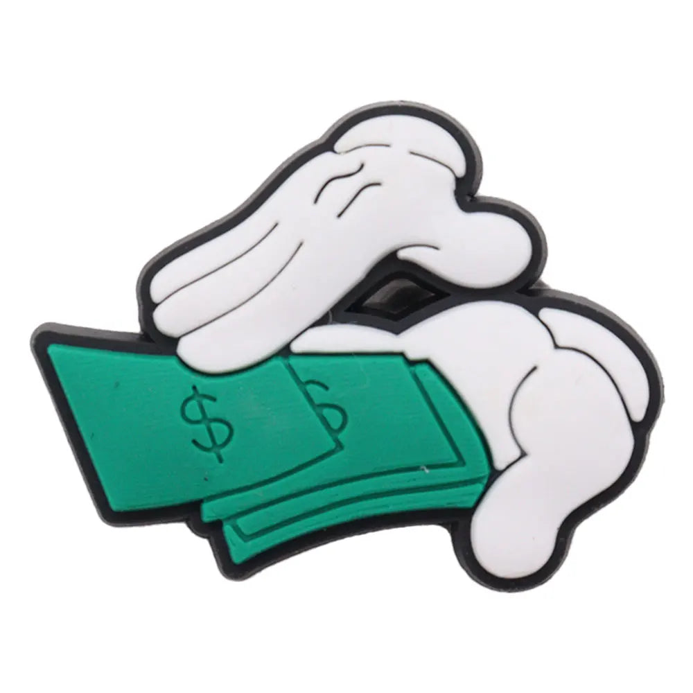 New 1pc Money Themed PVC Shoe Charms - Financial Freedom Decor for Slippers, Clogs & DIY Wristbands - Perfect for Crafting, Shoe Decoration & Festival Accessories