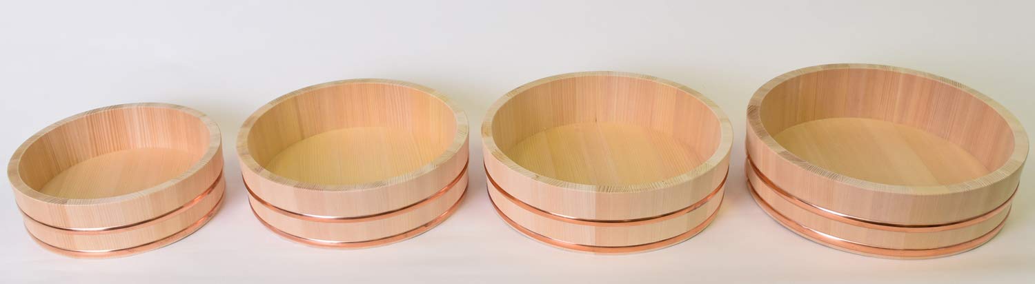 Premium Japanese Sawara Wood Sushi Rice Stand - 13 Inch (33cm) Traditional Ohitsu for 5 Pairs of Sushi - Perfect for Home Kitchens, Sushi Restaurants & Japanese Tea Ceremonies