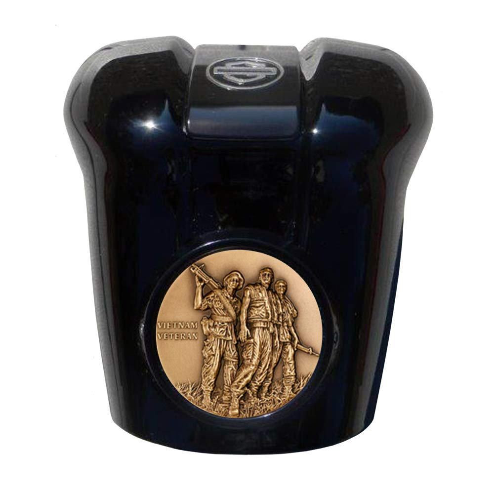 Vietnam Veteran Engravable Harley Milwaukee Eight Black Waterfall Horn Cover Coin Mount Set - Custom Motorcycle Accessories for Harley Davidson Riders - Perfect for Biker Gifts & Memorial Displays