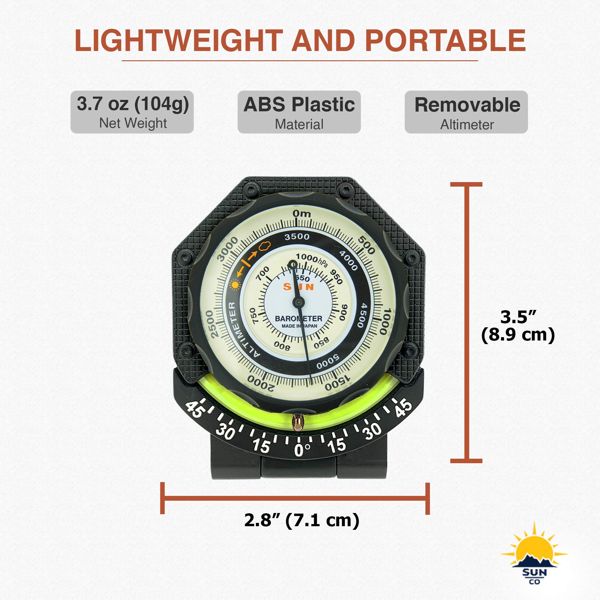 Sun Company AltiTilt - Off-Road Vehicle Dashboard Altimeter & Inclinometer | Measure Altitude, Barometric Pressure & Tilt Angles | Perfect for 4x4, Jeep & Truck Adventures
