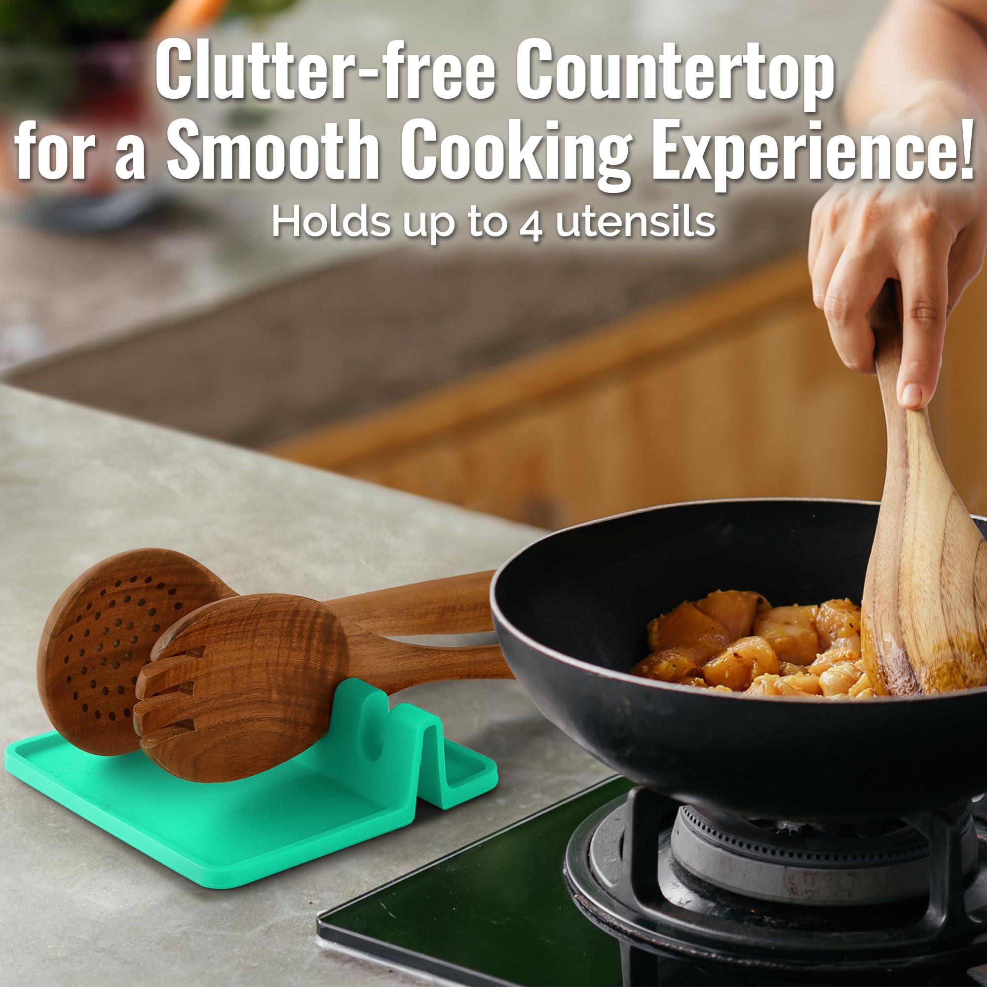Zulay Silicone Utensil Rest - Heat-Resistant Spoon Holder for Stove Top - BPA-Free Kitchen Organizer for Cooking