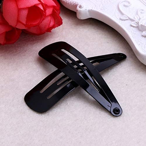 Glossy Metal Tic Tac Hair Clips for Women, Girls & Kids - 2 Inch Hair Accessories (12 Pack, Black) - Perfect for School, Parties & Everyday Hairstyles