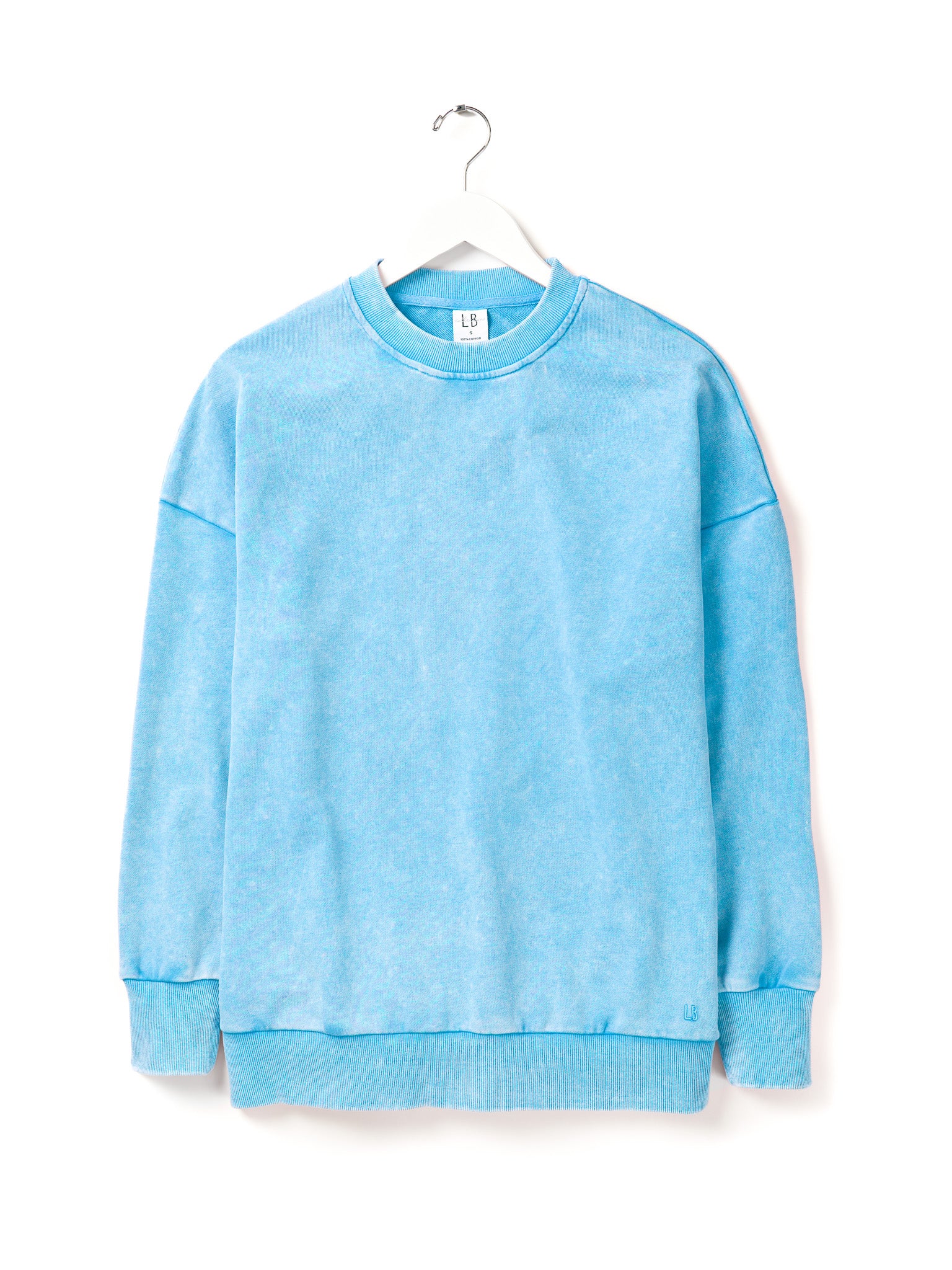 Premium Washed Cotton Crewneck Sweatshirt for Men & Women - Soft Electric Blue Pullover | Casual Comfort Wear for Everyday & Lounge