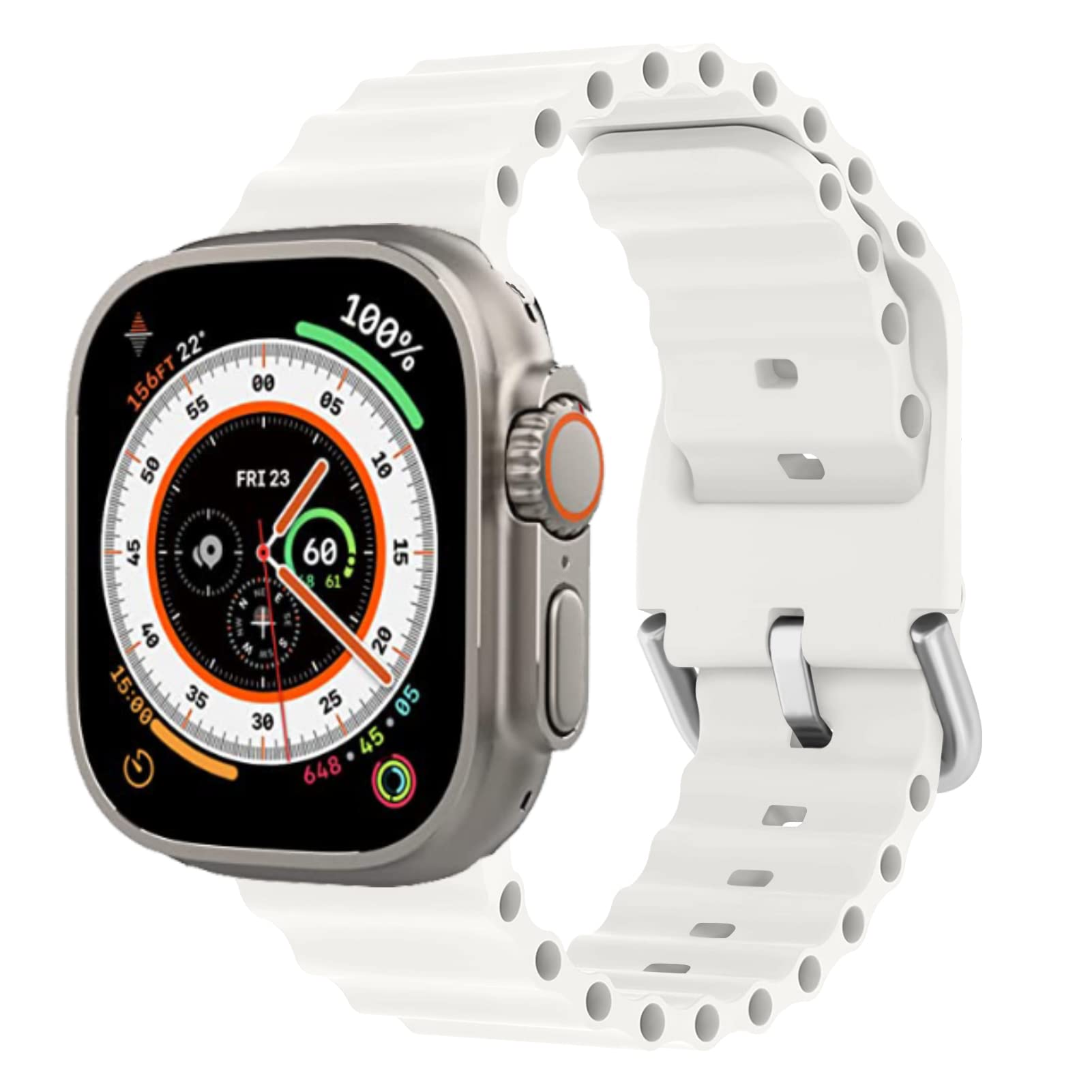 Ocean Band for Apple Watch Ultra/Series 9/8/7/6/5/4/3/2/1 & SE - 49mm/45mm/44mm/42mm/41mm/40mm/38mm Sport Silicone Strap - Breathable Wristband for Men & Women - Perfect for Swimming, Workouts & Daily Wear