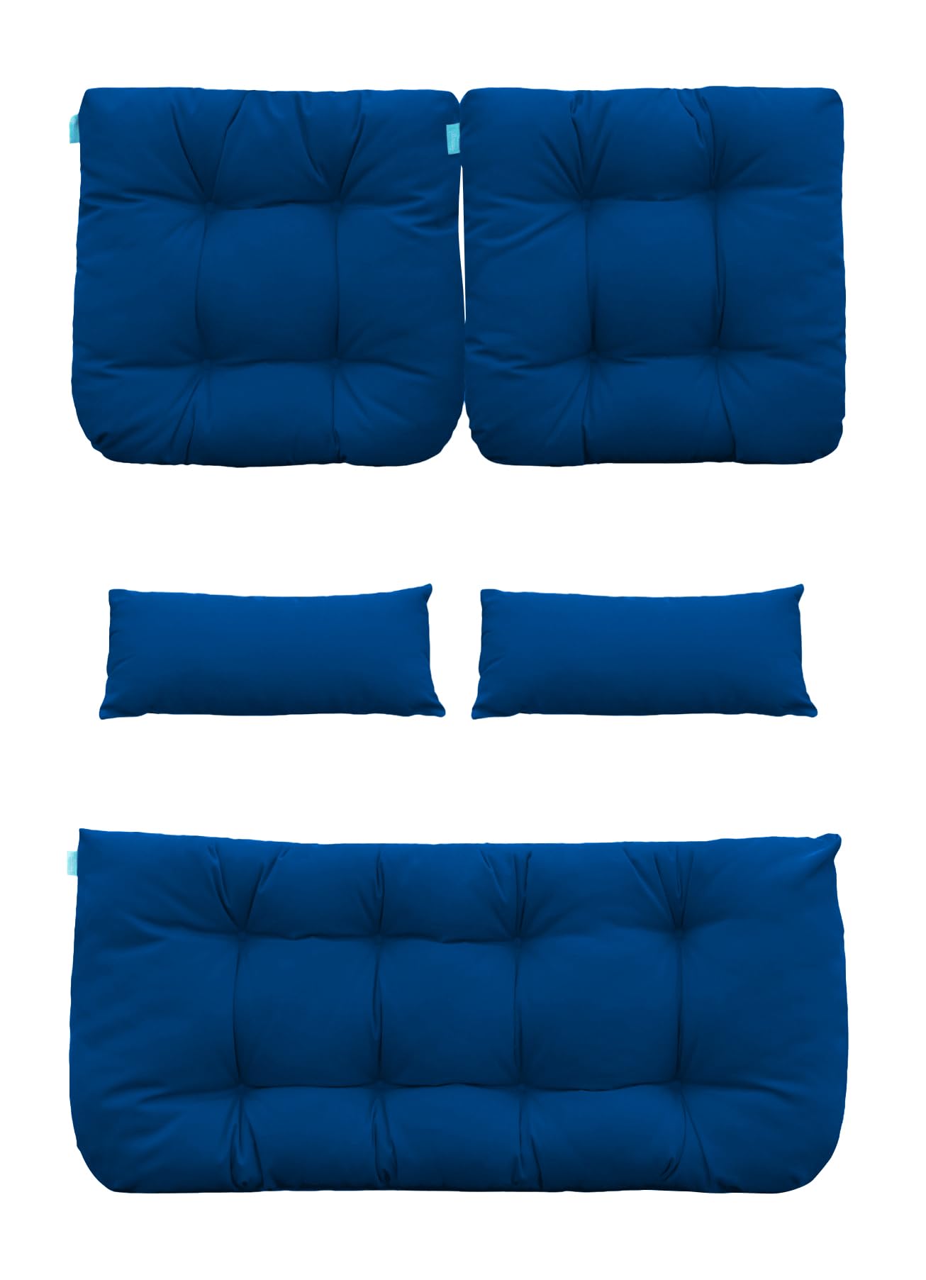 QILLOWAY Outdoor Patio Wicker Seat Cushion Set - 2 U-Shape Cushions + 2 Lumbar Pillows for Loveseat, Bench, Porch & Settee - Waterproof & Comfortable (Royal Blue) - Perfect for Garden, Poolside & Backyard Relaxation