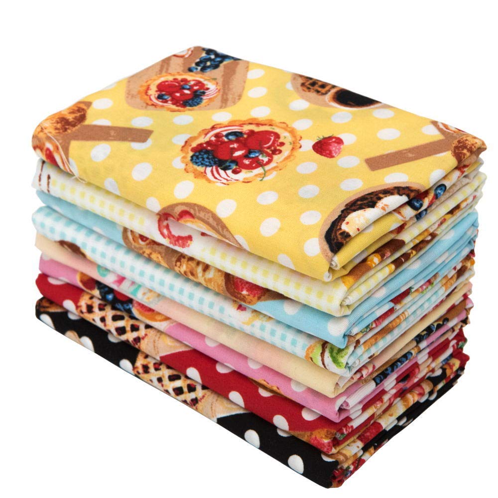 8pcs 21.6 x 18.5 inches (55 x 47 CM) 100% Cotton Quilting Fabric Fat Quarters Bundle - No Repeat Fruit Pattern for DIY Sewing, Crafting, Patchwork - Perfect for Quilts, Tote Bags & Home Decor Projects