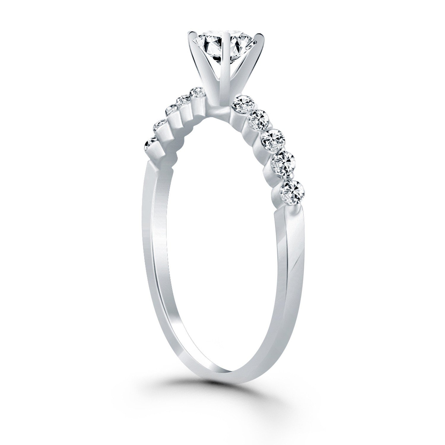 14K White Gold Diamond Engagement Ring with Prong Diamond Accents - Size 5 | Elegant Wedding Band for Proposals, Anniversaries & Special Occasions
