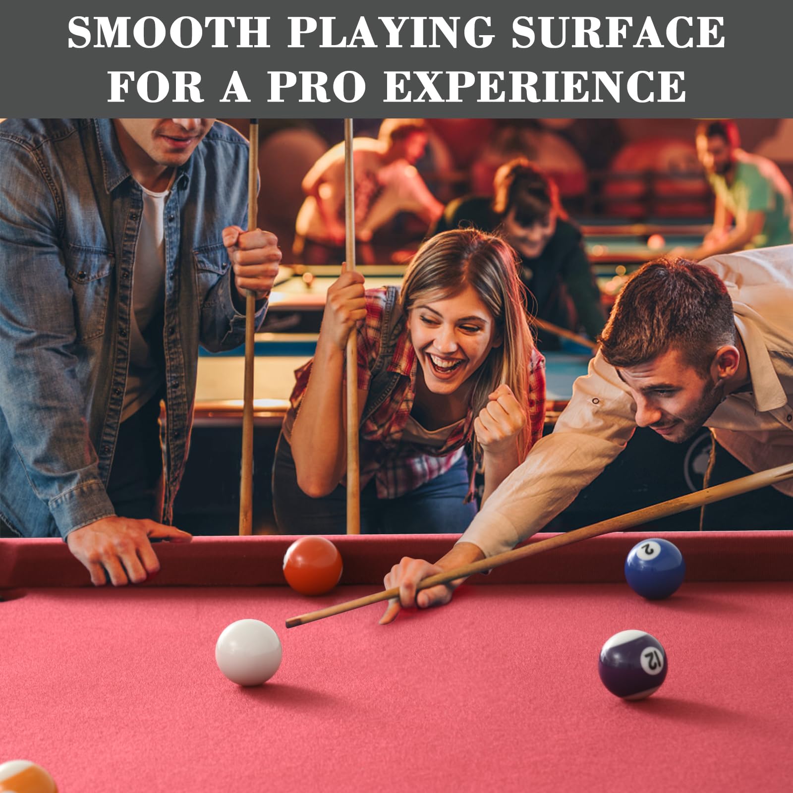 4.5Ft Portable Pool Table for Kids & Adults - Mini Billiards Game Set with 2 Cue Sticks, Balls, Triangle, Chalk & Brush - Perfect for Family Game Nights, Home Bars, Game Rooms & Indoor Recreation