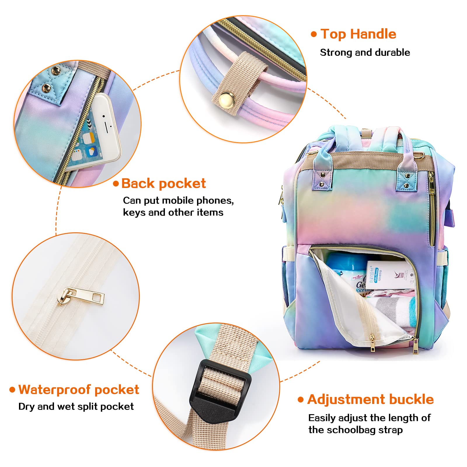 3 in 1 Waterproof Diaper Bag Backpack for Moms - Multifunctional Baby Bag with Changing Pad & Stroller Straps | Perfect for Travel, Shopping & Daily Outings with Baby