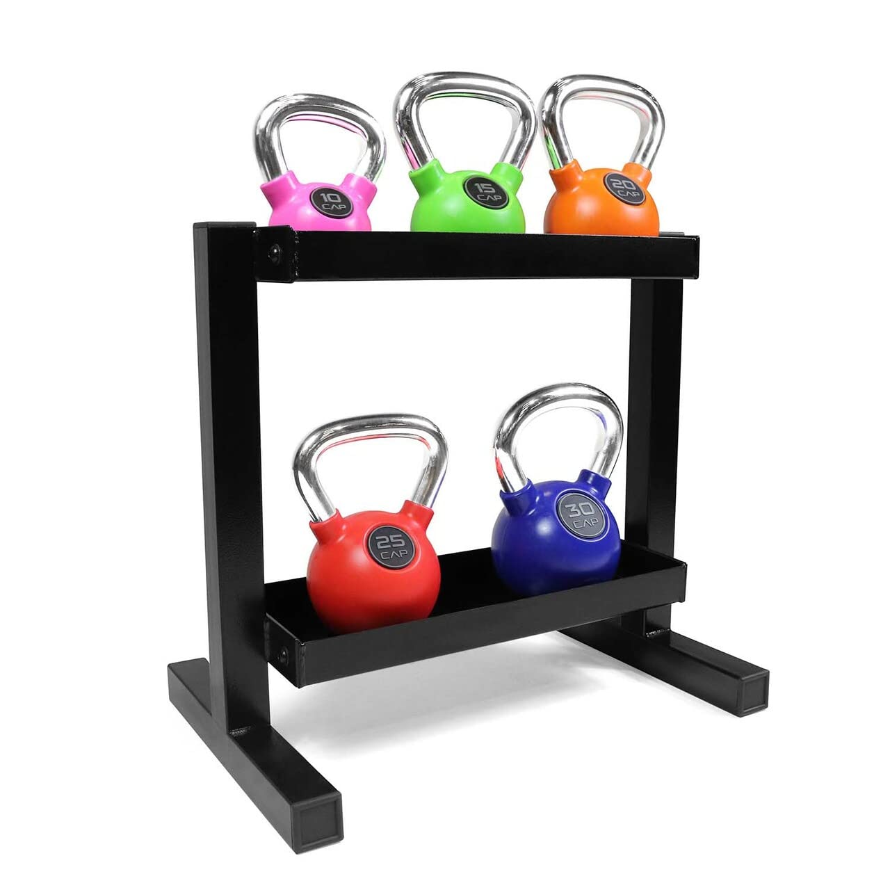 WF Athletic Supply Rubber Coated Kettlebell with Chrome Handle - 10lb to 35lb Single Kettlebells & 100lb to 135lb Kettlebell Sets with Rack - Perfect for Home Gym, CrossFit, Strength Training and Full Body Workouts