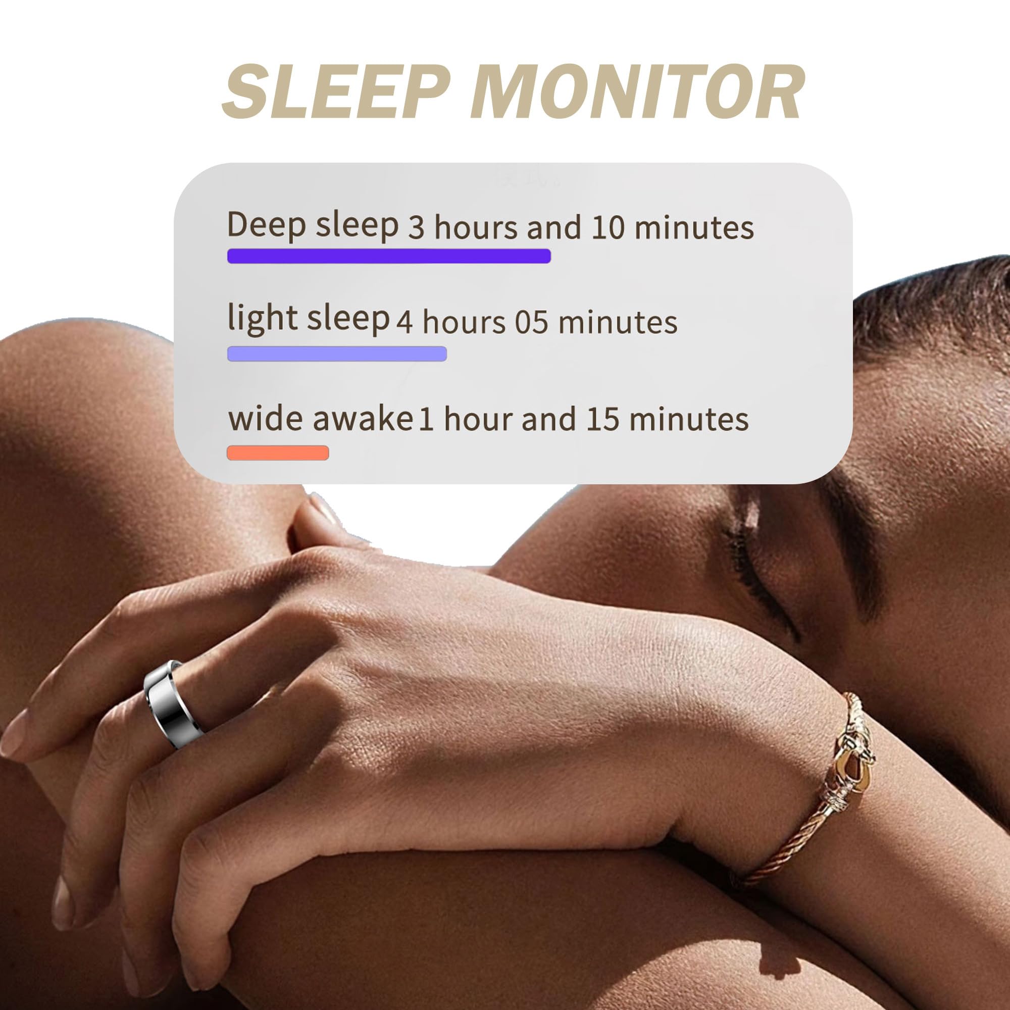 Smart Ring Fitness Tracker - Waterproof Heart Rate Monitor, Calorie & Step Counter, Sleep & Distance Tracker for Men & Women - Long Battery Life, Stylish Design for Workouts, Running & Daily Health Monitoring