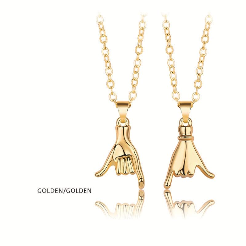 2Pcs Pinky Promise Matching Couple Necklaces - Best Friend BFF Necklace Set for Women & Men | Romantic Gift for Couples, Friendship Jewelry for Anniversaries & Valentine's Day